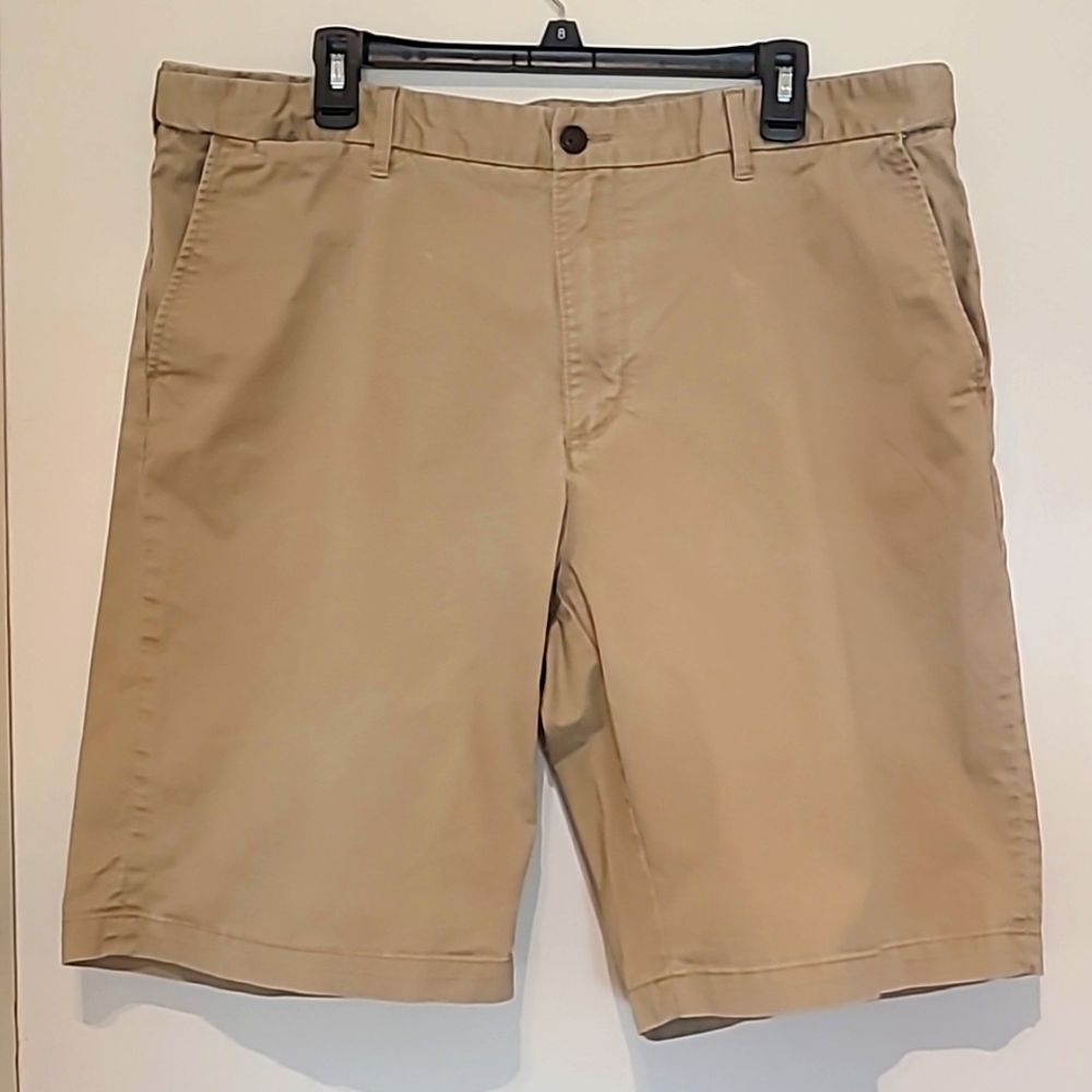 Land's End Flat Front Chino Traditional Fit Shorts sz 40W khaki brown